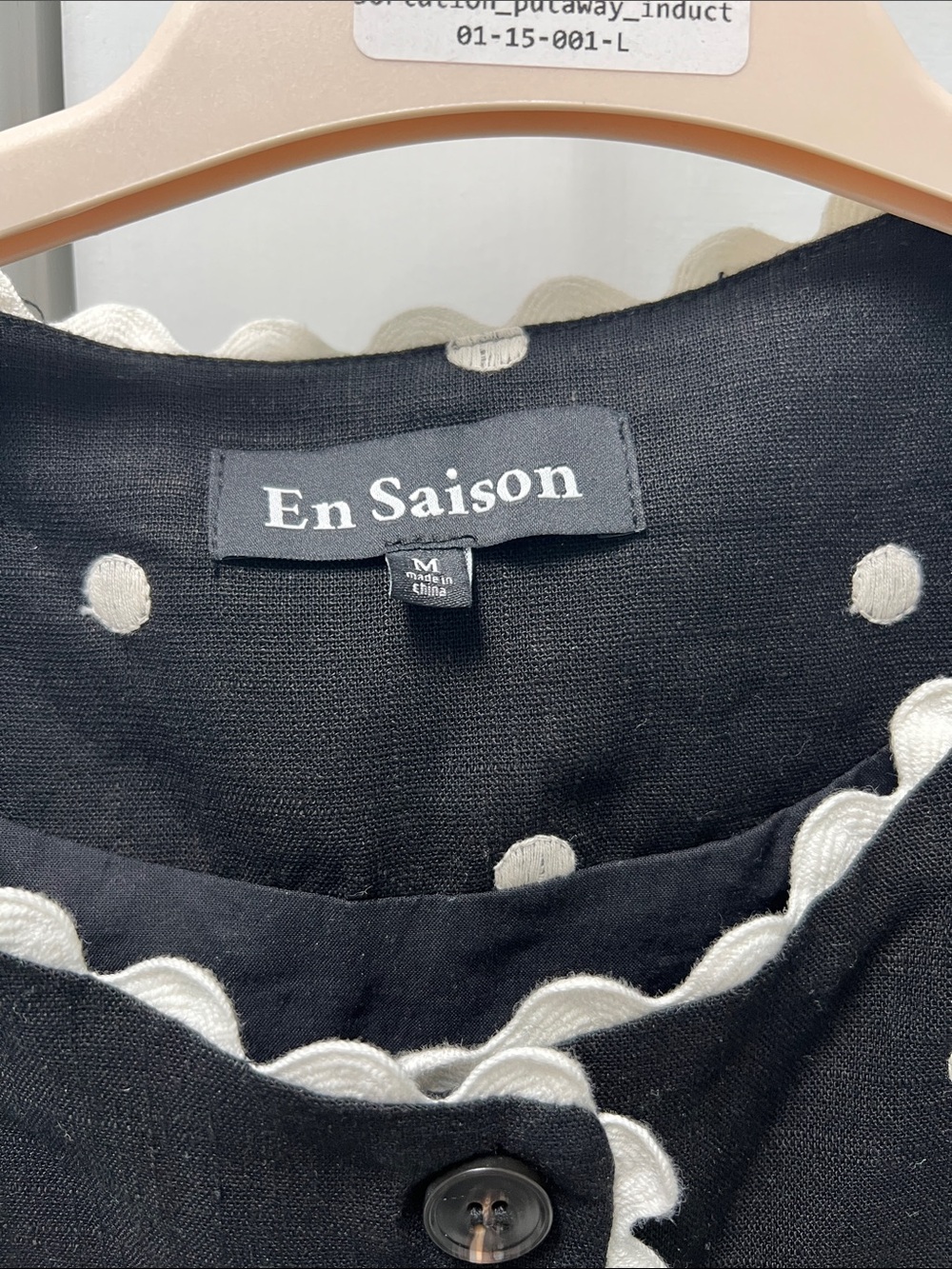 En Saison Black Polka Dot Scallop-Trim Mini Dress - Picture 8 of 9